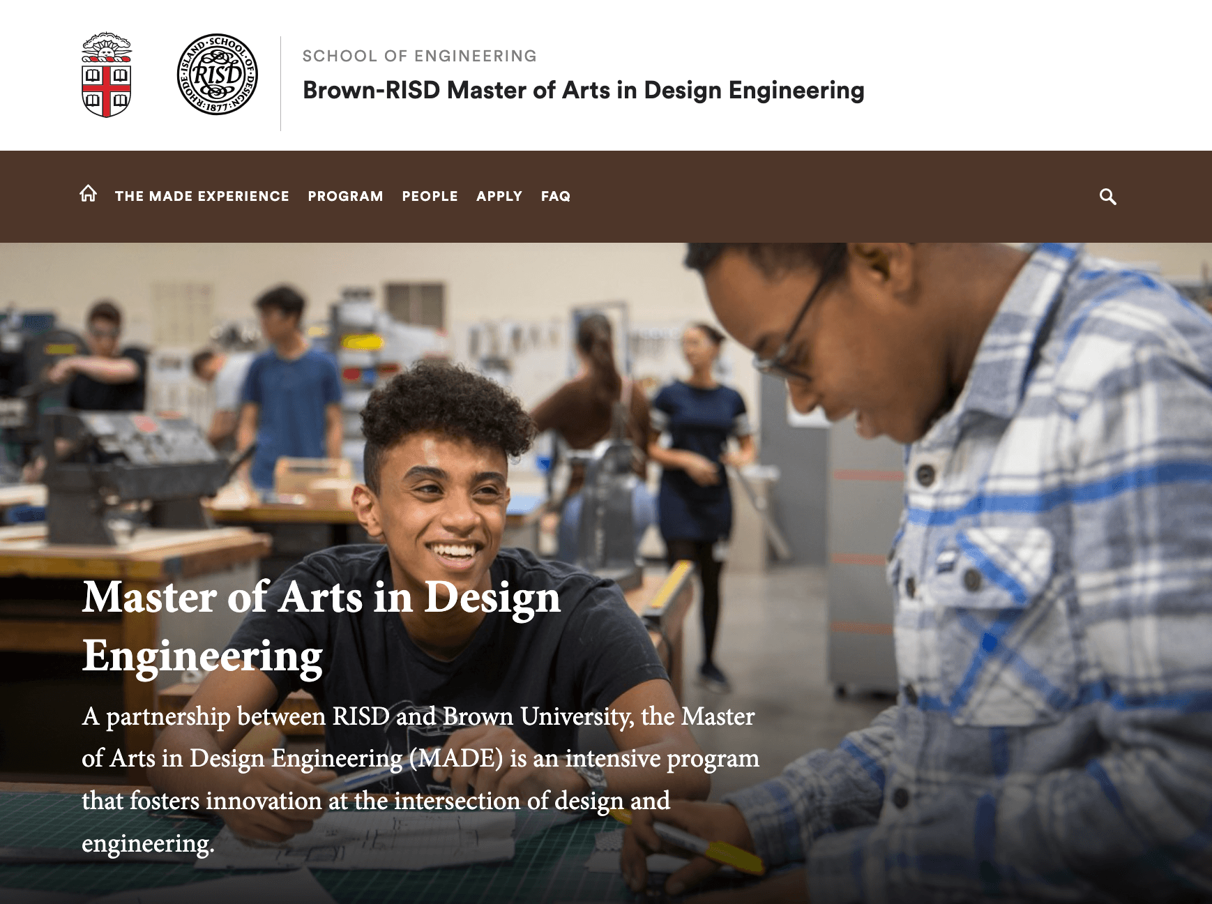 RISD-Brown Master of Arts in Design Engineering — students at work
