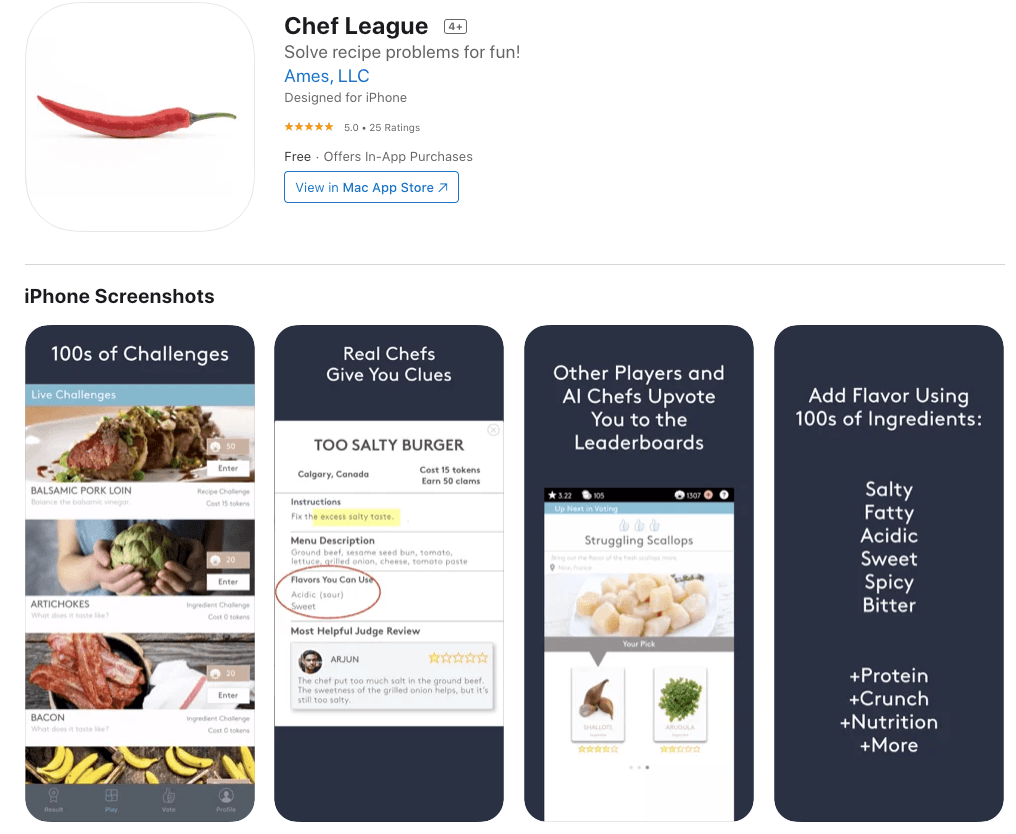 Chef League app screenshots