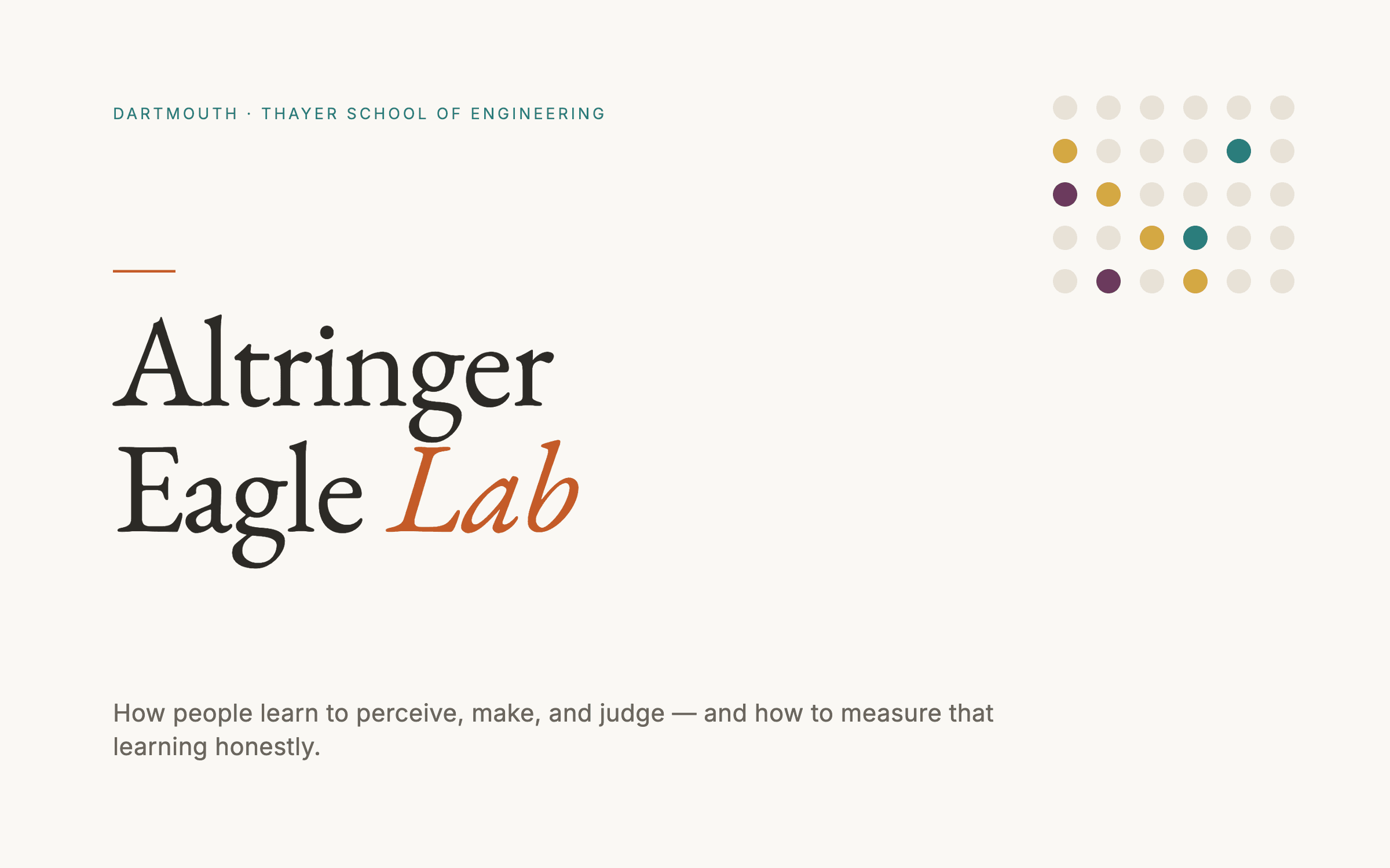 Altringer Eagle Lab — how people learn to perceive, make, and judge