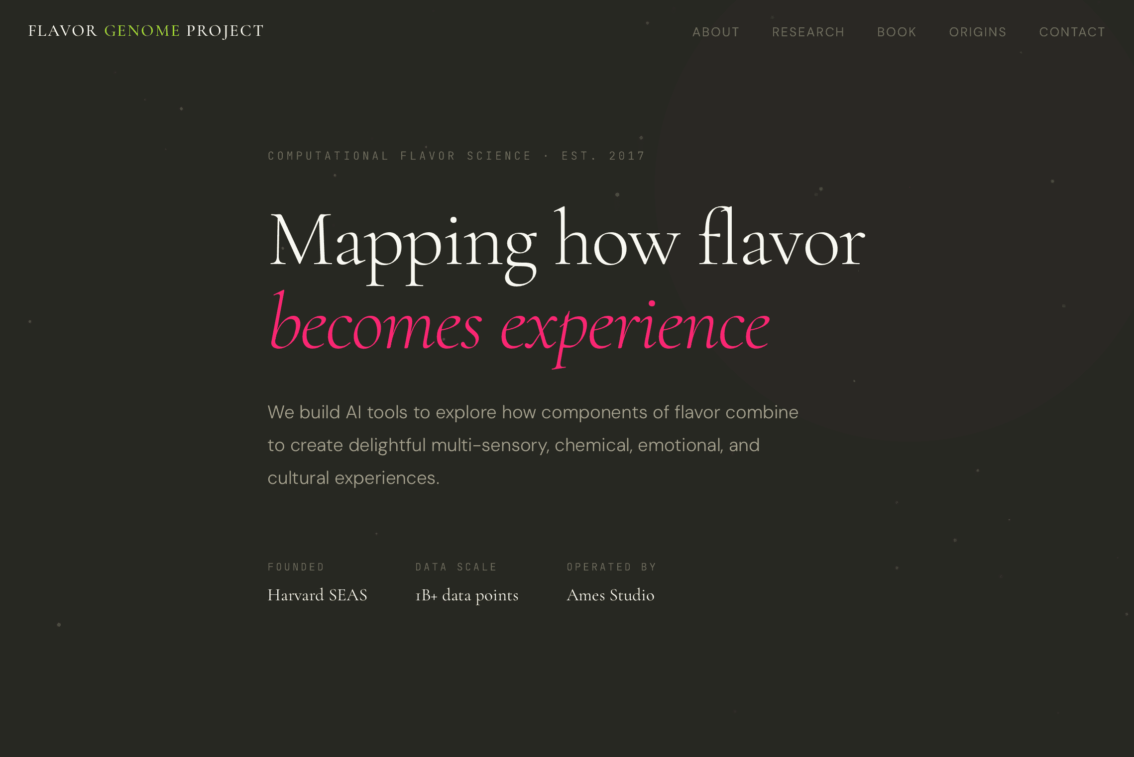 Flavor Genome Project website — Mapping how flavor becomes experience